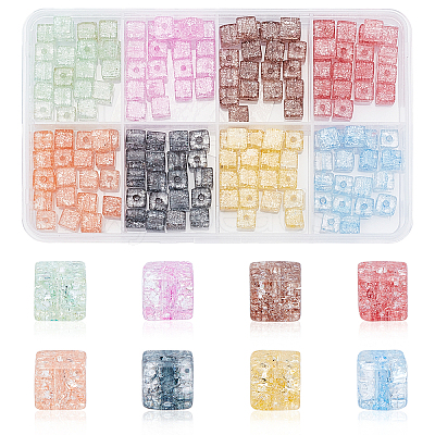 160Pcs 8 Colors Crackle Glass Beads GLAA-PH0001-38-1