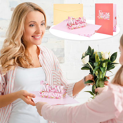 2 Sets 2 Styles Mother's Day 3D Pop Up Paper Greeting Card for Birthday Day AJEW-GA0006-97-1