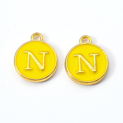 Golden Plated Alloy Enamel Charms X-ENAM-S118-09N-1