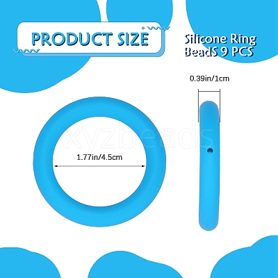 9Pcs Ring Food Grade Eco-Friendly Silicone Focal Beads JX895F-1