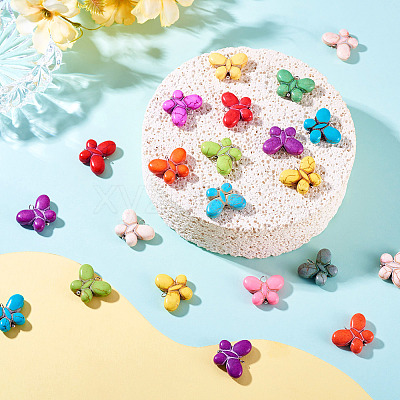 35Pcs Synthetic Turquoise Dyed Butterfly Charms PALLOY-TAC0120-1