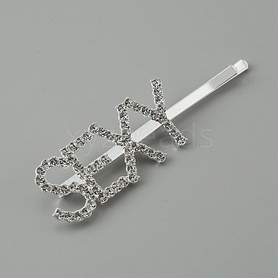 Word SEXY Alloy Rhinestone Hair Bobby Pins FIND-WH0152-34E-S-1