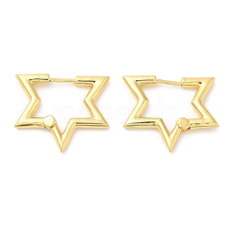 Rack Plating Brass Star Hoop Earrings for Women EJEW-D059-07G-1