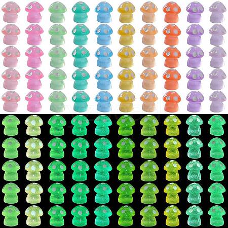 100Pcs 10 Colors Mushroom Luminous Resin Display Decorations RESI-SZ0003-46-1