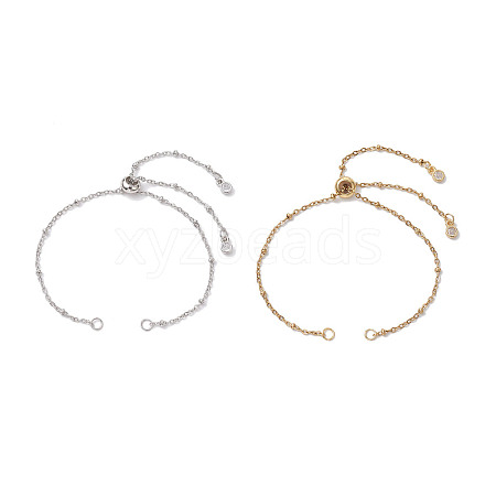 2Pcs 2 Colors 304 Stainless Steel Satellite Chain Bracelet Slider Making AJEW-JB01242-1