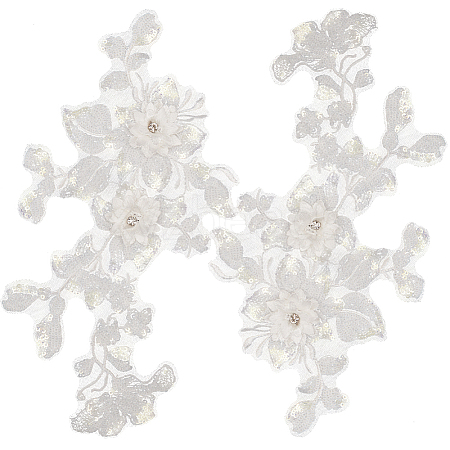 3D Flower Polyester Embroidery Sew on Appliques PATC-WH0012-33B-1