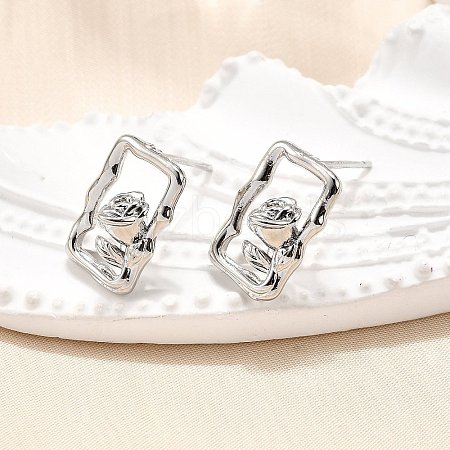 Brass Stud Earrings EJEW-G432-01P-1