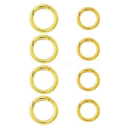 8Pcs 2 Styles Rack Plating Brass Spring Gate Rings KK-HS0001-69-1