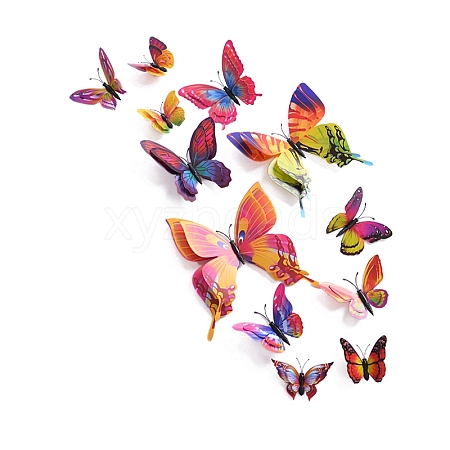 12Pcs PVC 3D Butterfly Wall Decorative Stickers PW-WG55410-07-1