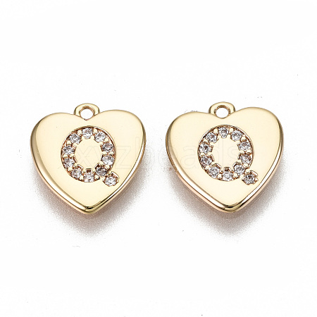 Brass Micro Pave Clear Cubic Zirconia Charms KK-N231-234Q-NF-1