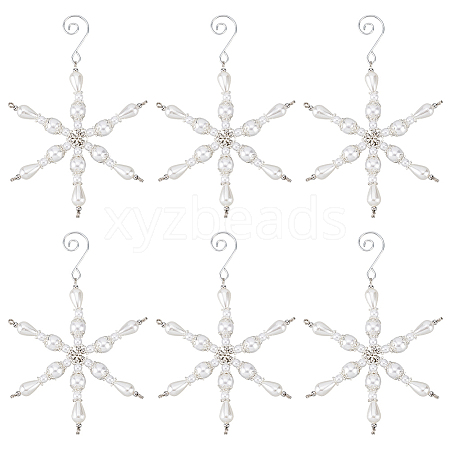 Snowflake Glass Pendant Decoration HJEW-GO00054-1