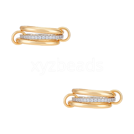 2Pcs Stainless Steel Micro Pave Cubic Zirconia Finger Rings RJEW-UN0003-10B-1