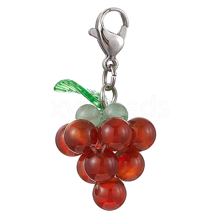 Grape Natural Carnelian Pendant Decoration HJEW-TA00293-02-1