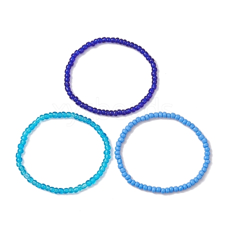 3Pcs 3 Colors Glass Seed Beaded Stretch Bracelet Sets BJEW-JB10529-02-1