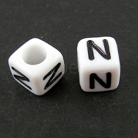 Letter Acrylic European Large Hole Beads OPDL-R050-10mm-N-1