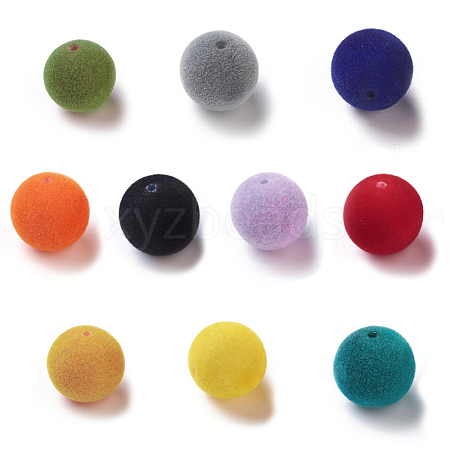 Flocky Acrylic Beads X-OACR-I001-12mm-L-M-1