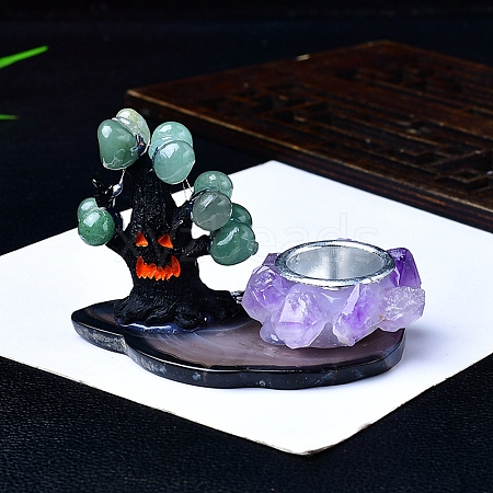 Tree Natural Gemstone Candle Holder  for Home Decoration PW-WG0E011-02-1