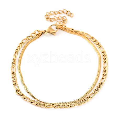 304 Stainless Steel Multi-Strand Chain Bracelets BJEW-G711-03B-G-1