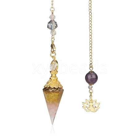 Natural Citrine and Natural Rose Quartz Dowsing Pendulum Big Pendants PW-WGD496D-10-1