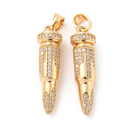 Brass Micro Pave Cubic Zirconia Pendants KK-P250-28G-1