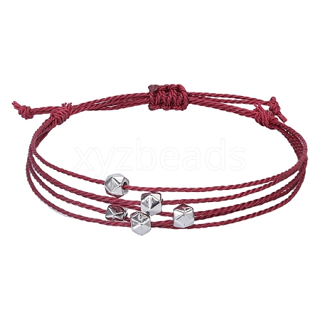 Boho Style Waxed Cord Multi-Strand Beaided Bead Bracelets PW-WG7DCC5-06-1