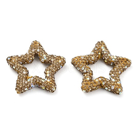 Star Shape Polymer Clay Rhinestone Beads CLAY-NH0001-06E-1