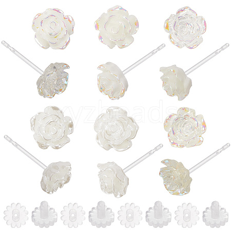 12 Pairs 6 Styles Resin Stud Earrings EJEW-SP0001-14-1