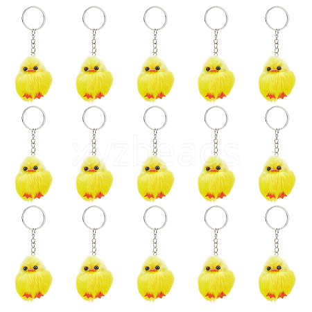 Cute Water Mink Mini Fur Chicken Pendant Bag Keychain KEYC-WH0018-77-1