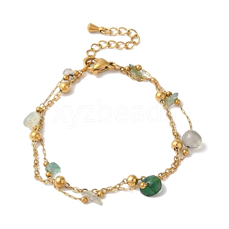 Summer Beach Nuggets Natural Agate(Dyed & Heated) Multi-Strand Bracelets BJEW-P326-07A-G-1