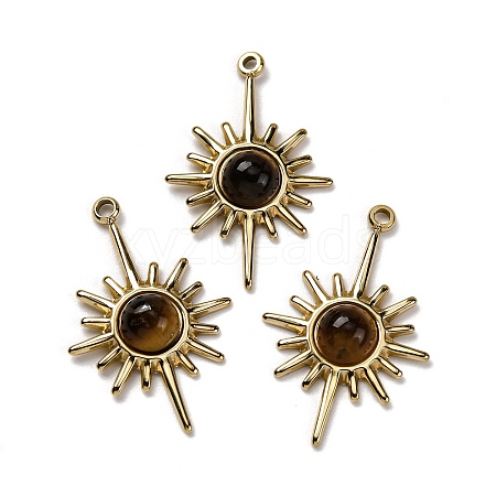 Natural Tiger Eye Pendants X-STAS-R005-02G-1