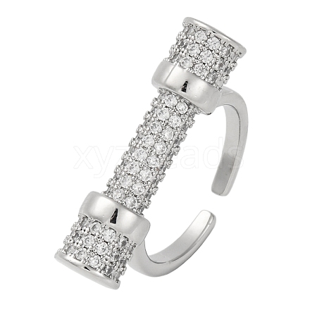 Rack Plating Brass Micro Pave Cubic Zirconia Cuff Rings for Women KK-M021-02P-1