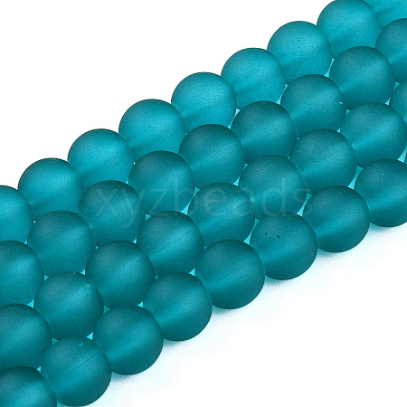 Frosted Transparent Glass Beads Strands X-GLAA-S031-8mm-37-01-1