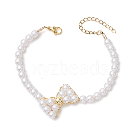 Natural Shell Pearl Link Bracelets BJEW-JB11374-1