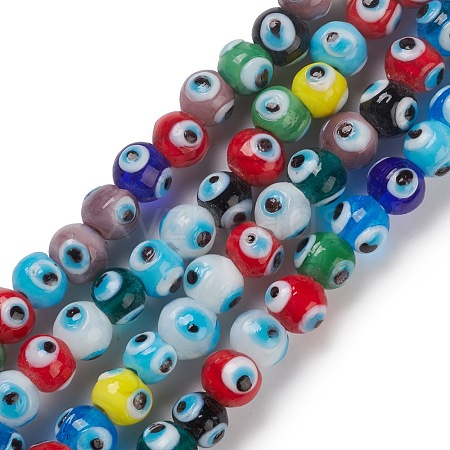 Handmade Evil Eye Lampwork Bead Strands LAMP-M015-02B-1