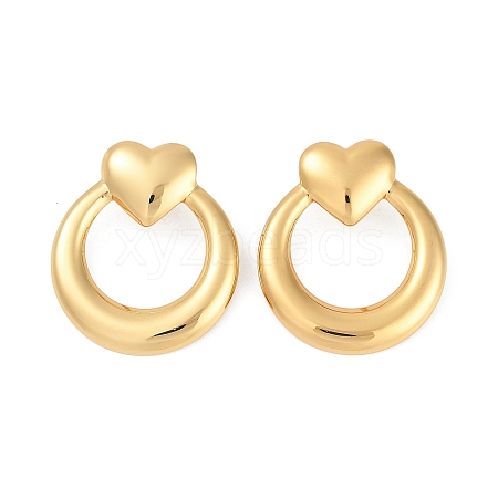 304 Stainless Steel Heart Stud Earrings for Women EJEW-Z068-20G-1