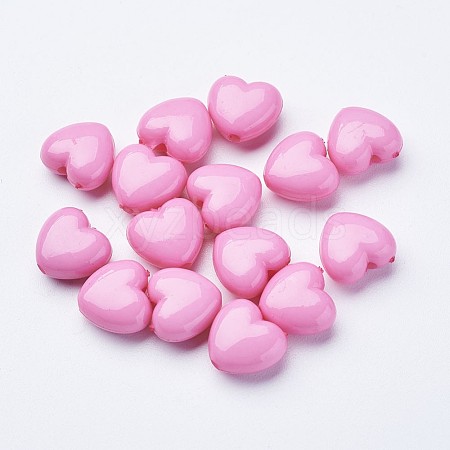 Hot Pink Chunky Acrylic Heart Solid Beads for DIY Fashion kids Jewelry X-SACR-10X11-7-1