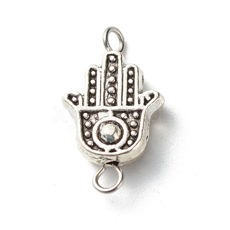 Tibetan Style Alloy Hamsa Hand Beads Links Connectors PALLOY-JF00950-1