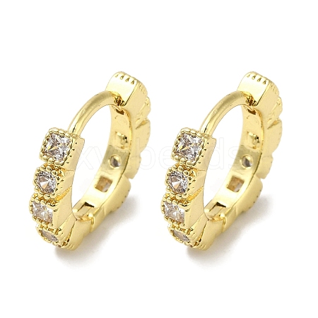 Rack Plating Brass Micro Pave Clear Cubic Zirconia Huggie Hoop Earrings for Women EJEW-C097-13G-09-1