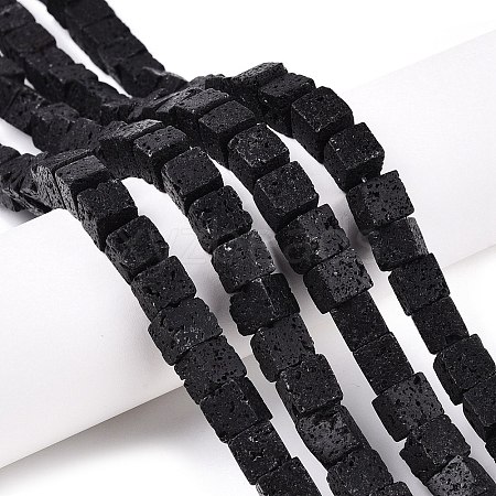 Natural Lava Rock Beads Strands G-T139-8x8-34A-1