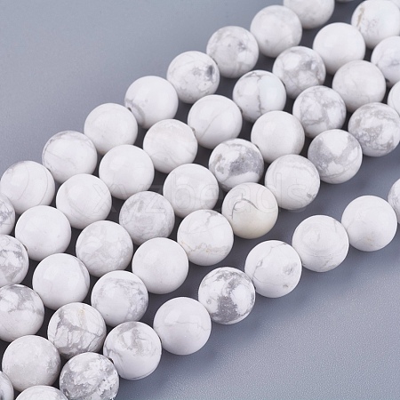 Natural Howlite Round Bead Strands X-G-I107-8mm-1