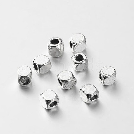 Tibetan Style Alloy Cube Spacer Beads TIBEB-O004-09-1