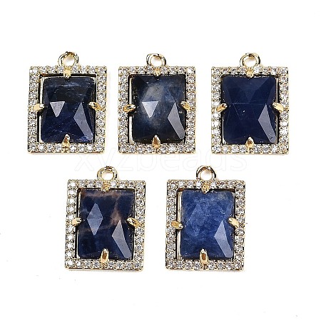 Natural Sodalite Faceted Rectangle Pendants G-I375-05G-08-1