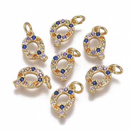 Brass Micro Pave Cubic Zirconia Charms X-ZIRC-L070-38Q-G-1