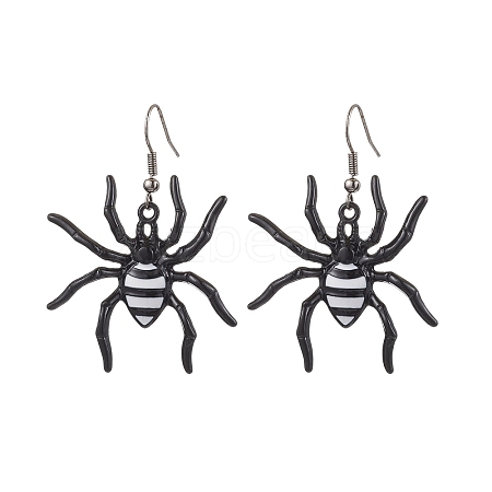 Halloween Themed Spider Alloy Enamel Dangle Earrings EJEW-JE06072-1