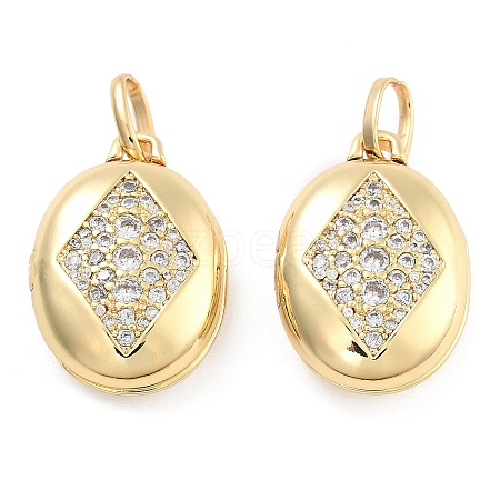 Brass Pave Clear Cubic Zirconia Pendants KK-U009-11A-G-1