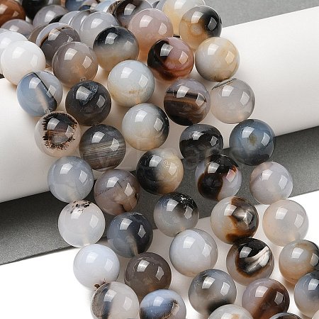 Natural Dendritic Agate Beads Strands G-A248-A07-06-1