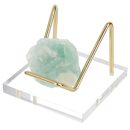 Square Acrylic Base Iron Arm Mineral Specimens Display Easel Stands ODIS-WH0043-26LG-1