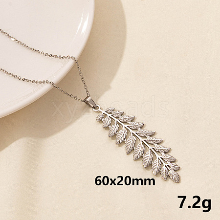 Stainless Steel Leaf Pendant Necklaces QM4235-3-1