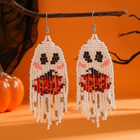 Pumpkin Ghost Glass Bead Earrings for Women EK4626-1