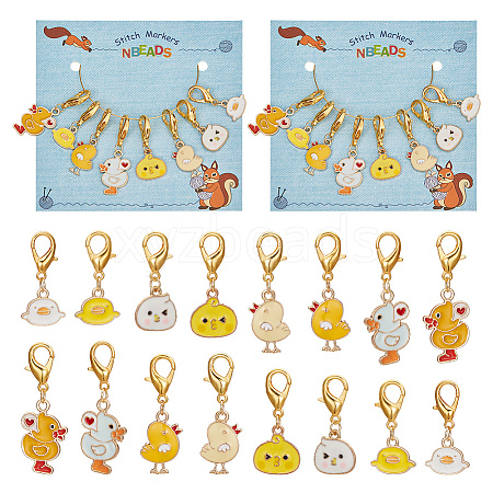 Chick & Duck Stitch Markers HJEW-AB00240-1